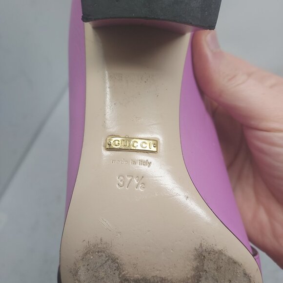 Gucci Marmont GG Candy Mousse Pink Smooth Leather Fringe Pump - Picture 9 of 12